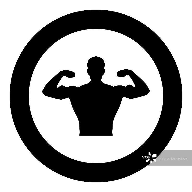 圆形健美运动员图标黑色矢量图图片素材
