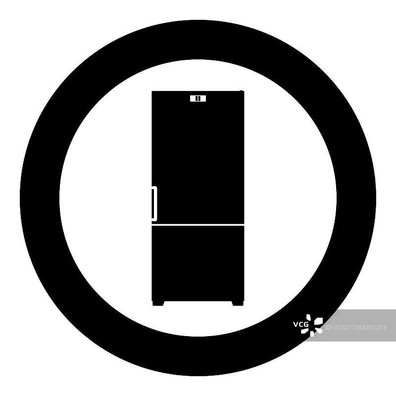 圆形冰箱图标黑色矢量图图片素材
