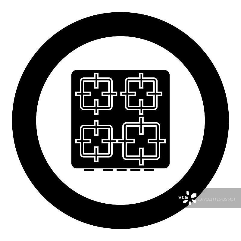 圆形黑色炊具图标表面矢量图图片素材