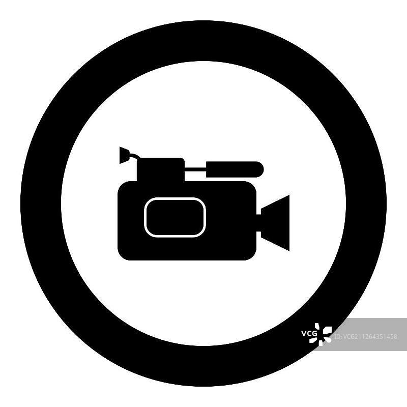 圆形黑色摄像机图标矢量图图片素材