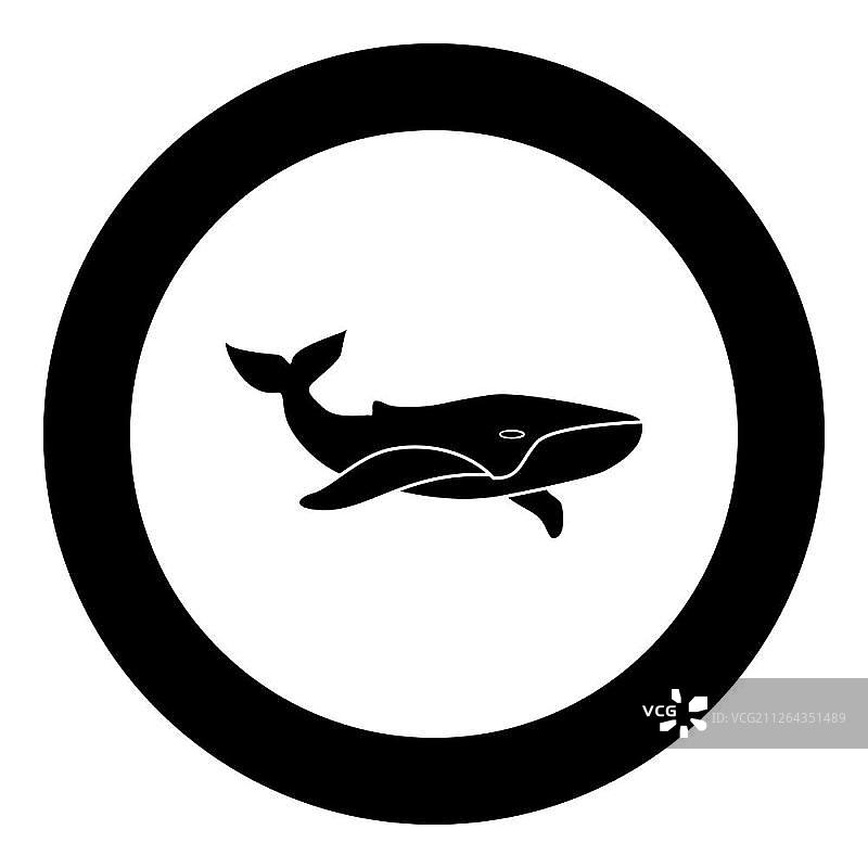 圆形鲸鱼黑色图标矢量素材图片素材