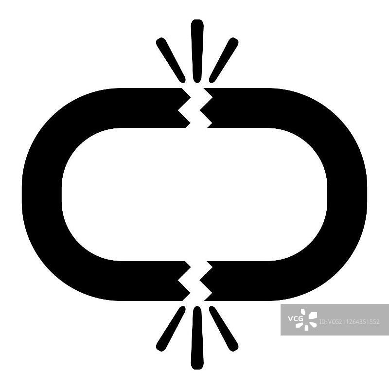 断开的链接图标黑色矢量图扁平简约风格图片素材