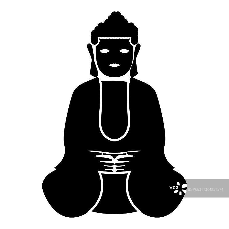 黑色佛像图标扁平风格简约图图片素材