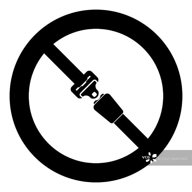 黑色安全带图标矢量图（扁平风格）图片素材