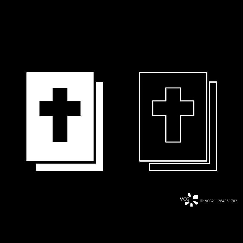 白色圣经图标集矢量插图（扁平简约风格）图片素材