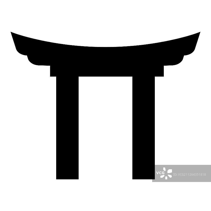 中国风门楼黑色矢量图标扁平简约设计图片素材