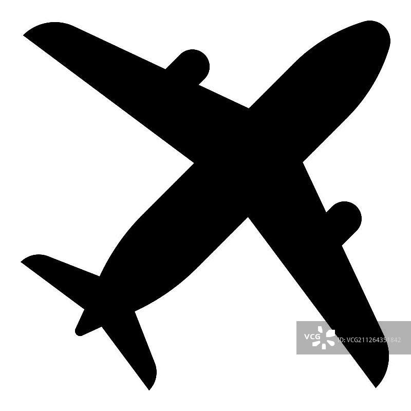 黑色扁平风格飞机图标矢量图图片素材