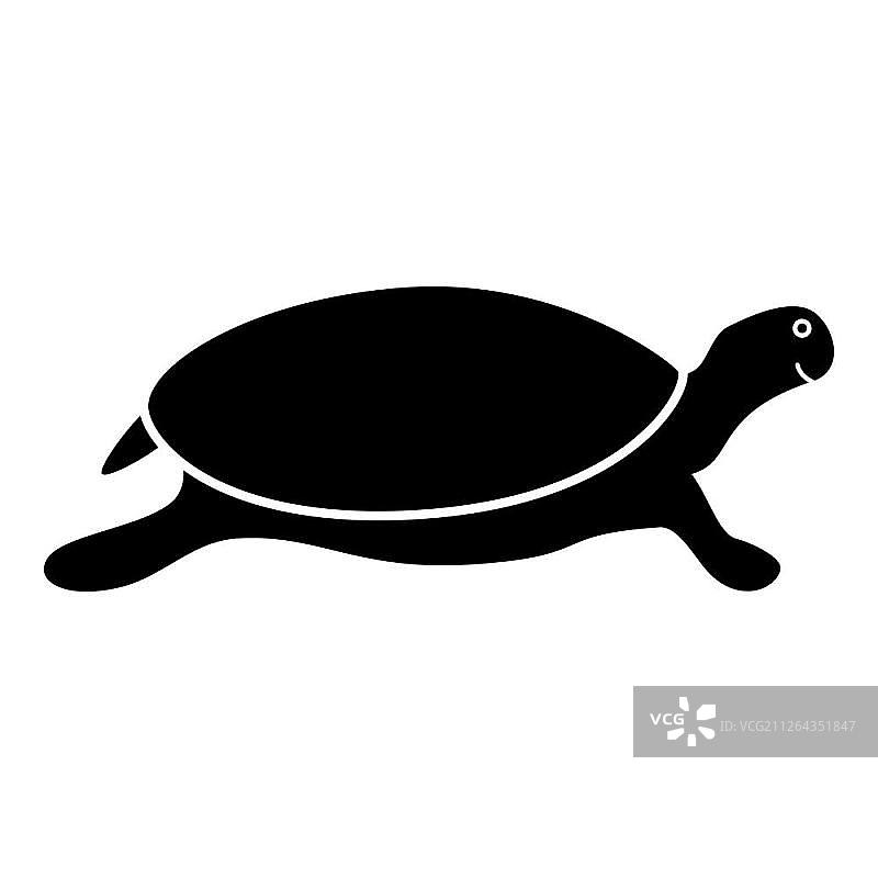 黑色乌龟图标矢量图（扁平简约风格）图片素材