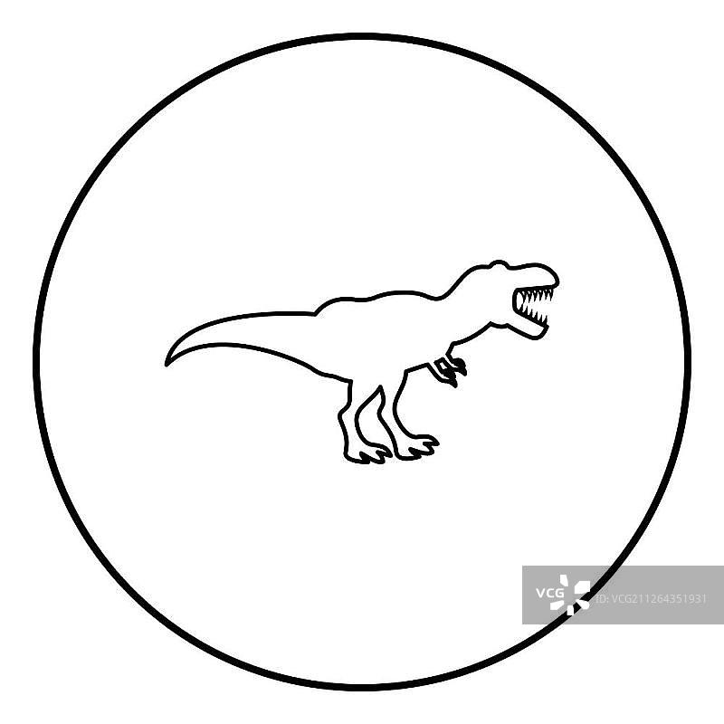 圆形轮廓黑色霸王龙图标图片素材