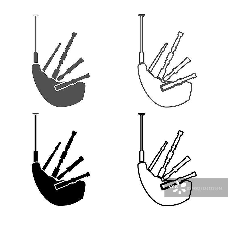 风笛图标，黑灰色扁平风格简约图图片素材