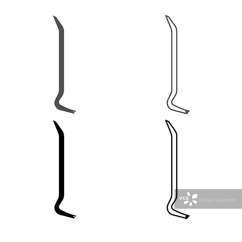 撬棍图标，灰色黑色平面简约图图片素材