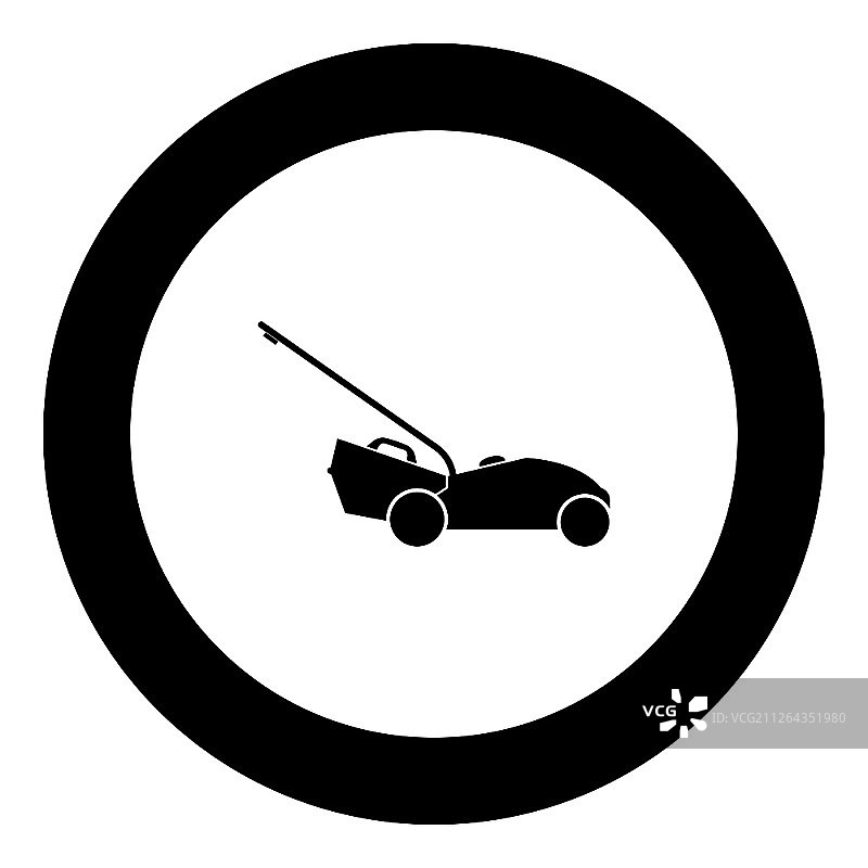 圆形黑色割草机矢量图标图片素材