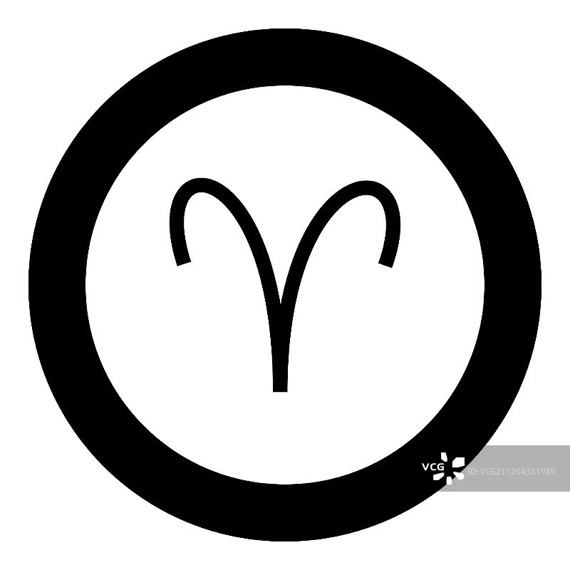 圆形白羊座符号黑色图标矢量素材图片素材