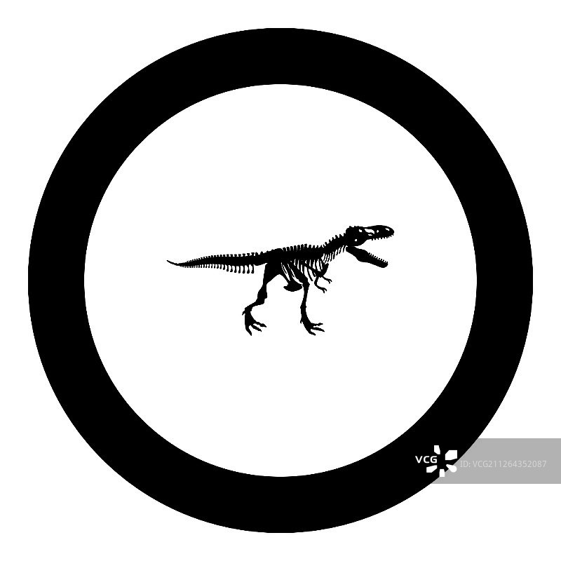 圆形霸王龙恐龙骨骼图标矢量图图片素材
