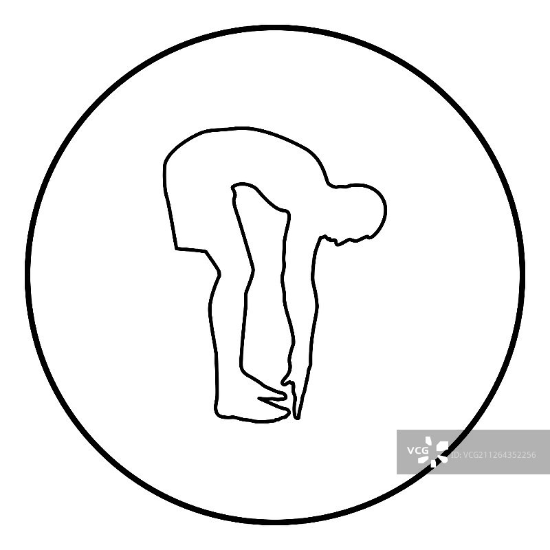 男人弯腰运动，黑色轮廓矢量图图片素材