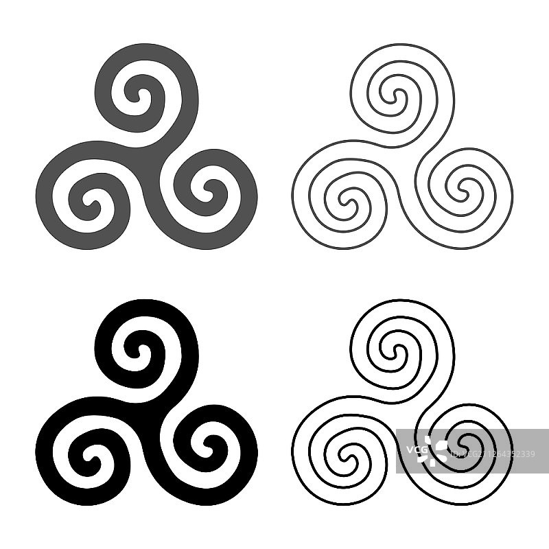 三曲枝图案符号矢量图图片素材