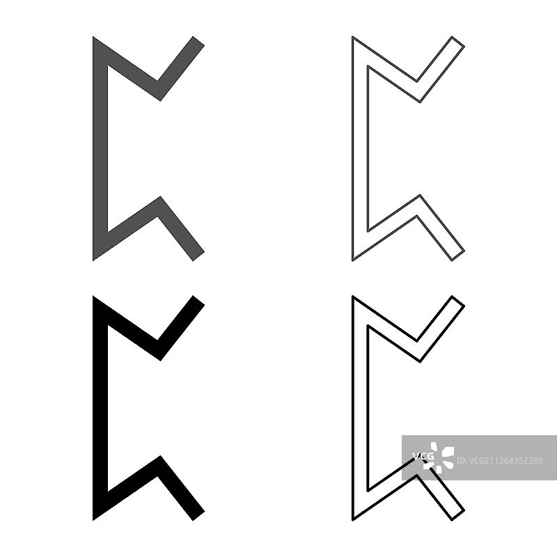 珀斯符文游戏符号图标集灰色黑色矢量轮廓扁平风格简约图图片素材