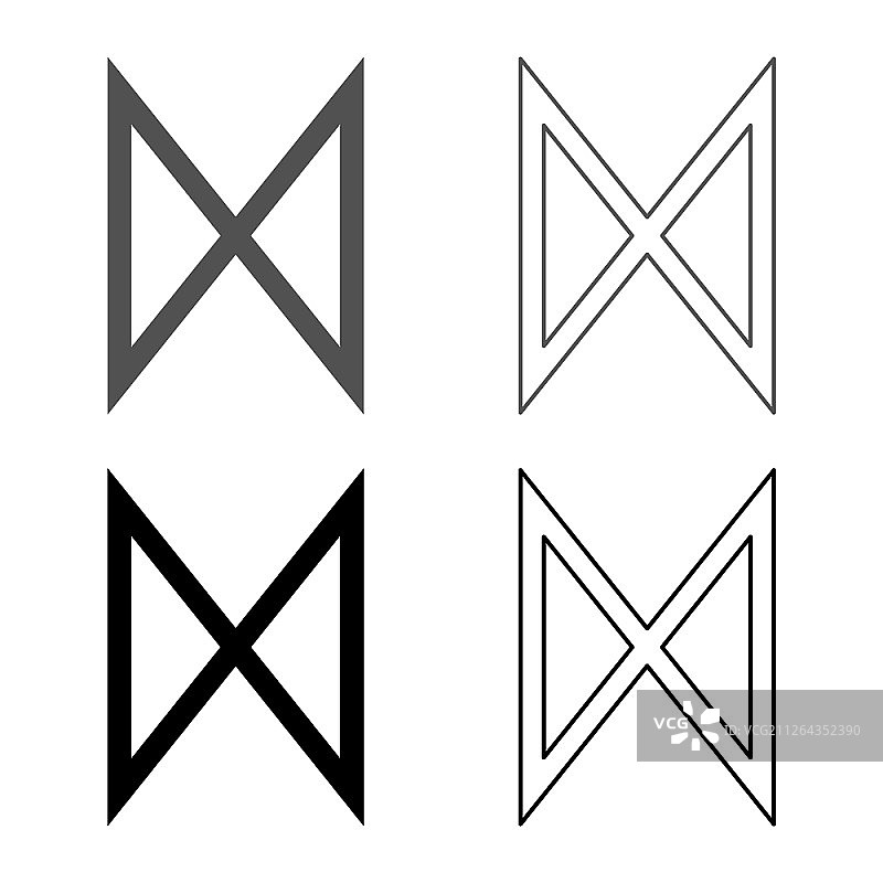 达加兹符文黎明日图标集灰色黑色矢量插图轮廓扁平风格简单图像图片素材