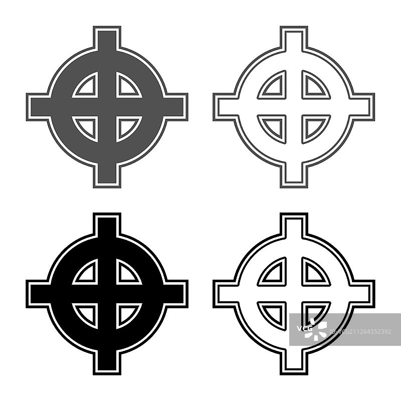 凯尔特十字灰色黑色优越性图标集灰色黑色矢量图轮廓扁平风格简单图像图片素材
