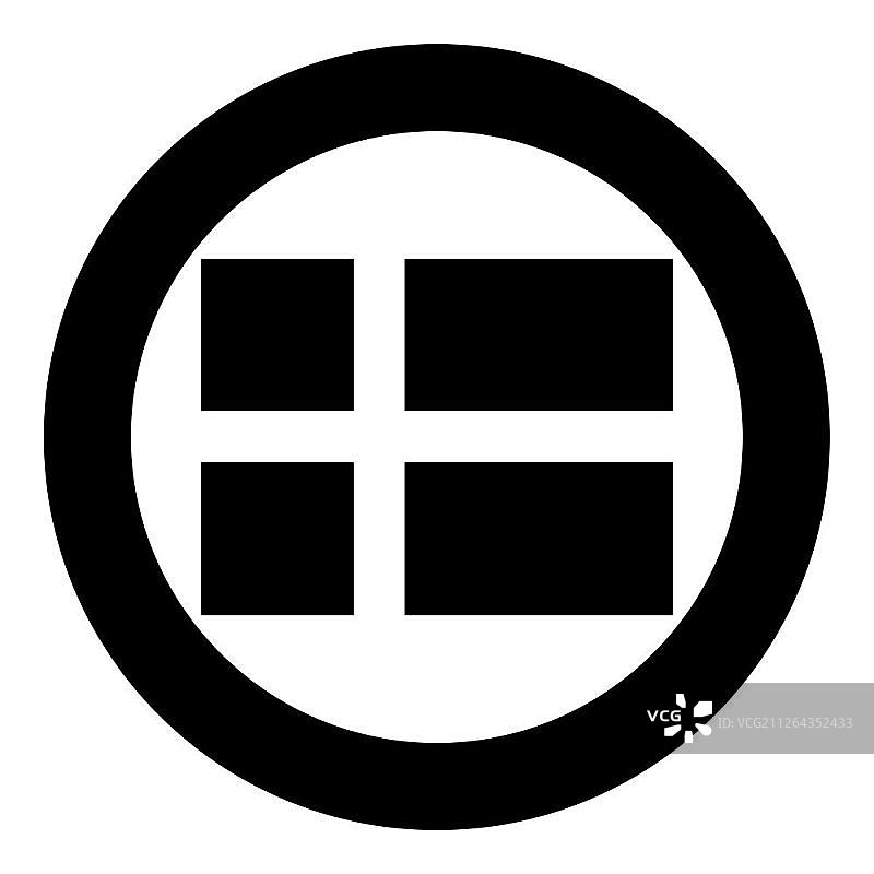 圆形丹麦国旗黑色矢量图标扁平风格图片素材