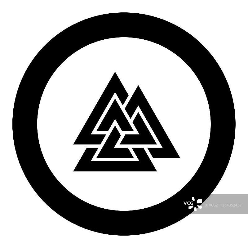 瓦尔克努特符号黑色圆形矢量图标图片素材