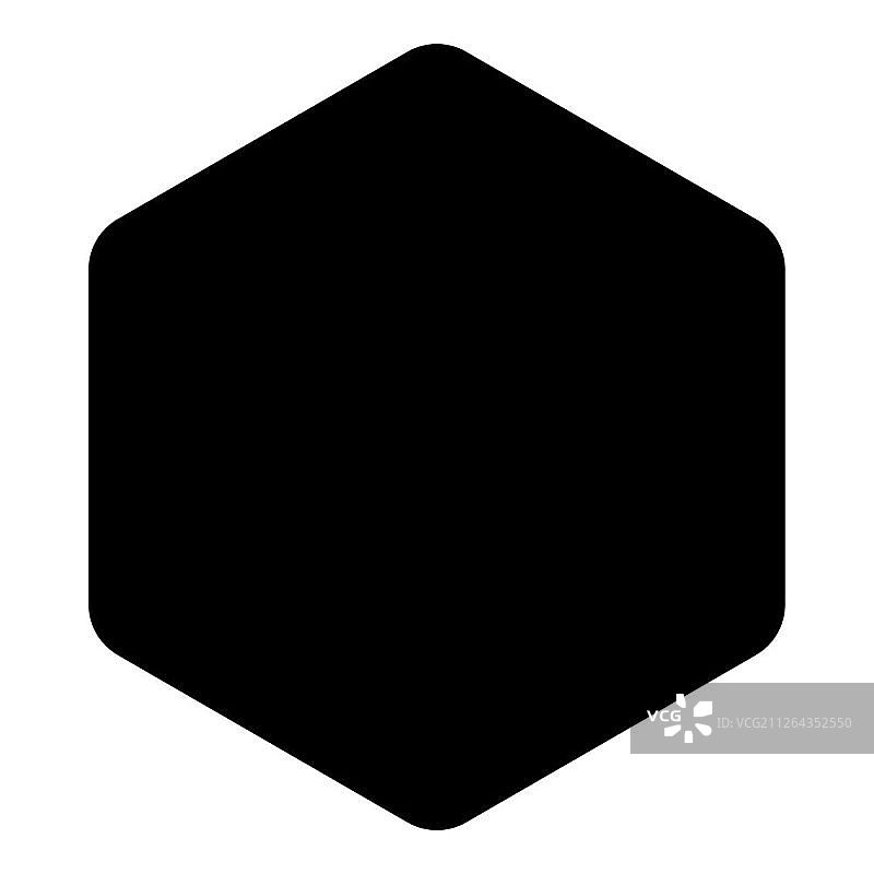 带圆角六边形图标黑色矢量图扁平简约设计图片素材
