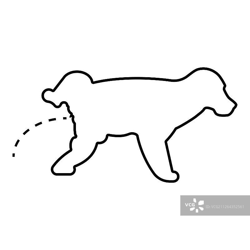 抬腿撒尿的小狗宠物黑色轮廓矢量图图片素材