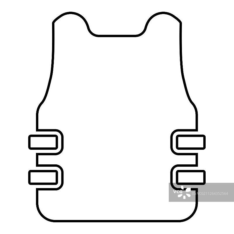 防弹背心图标黑色轮廓矢量图扁平风格简约图图片素材