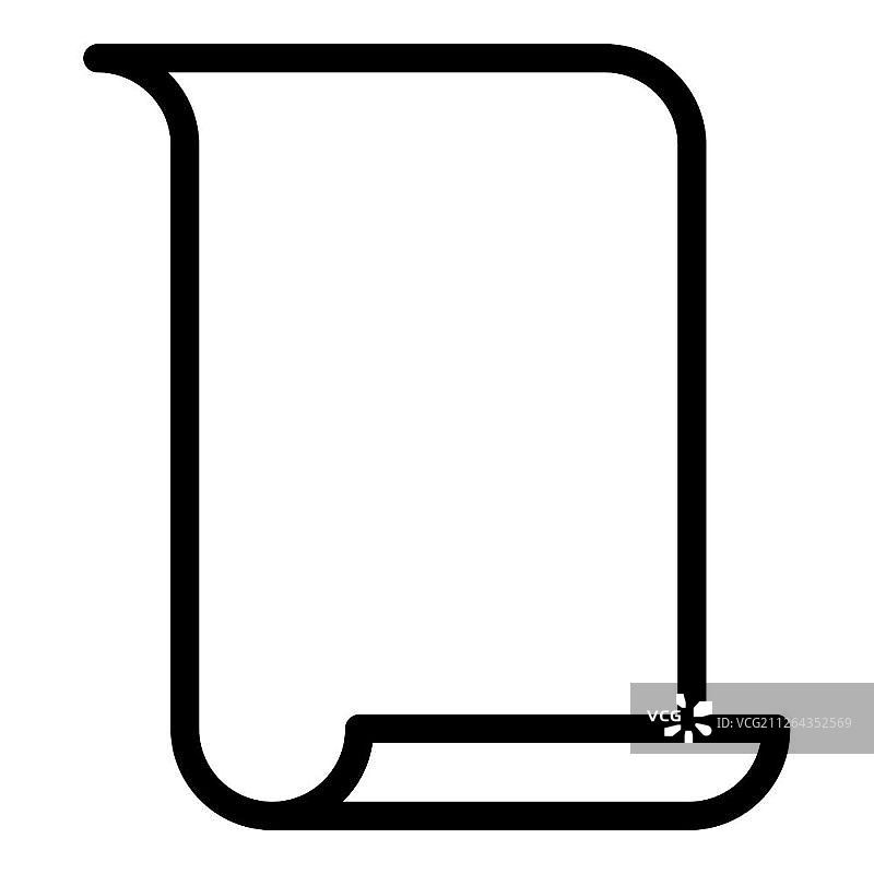 纸莎草纸羊皮纸手稿图标黑色轮廓矢量扁平风格图像图片素材