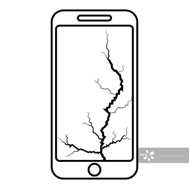 显示屏破裂的智能手机，破碎的手机屏幕图片素材