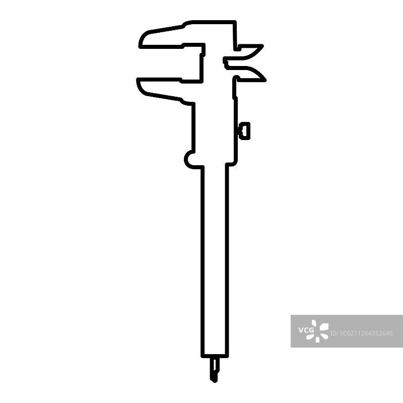游标卡尺黑色轮廓矢量图图片素材