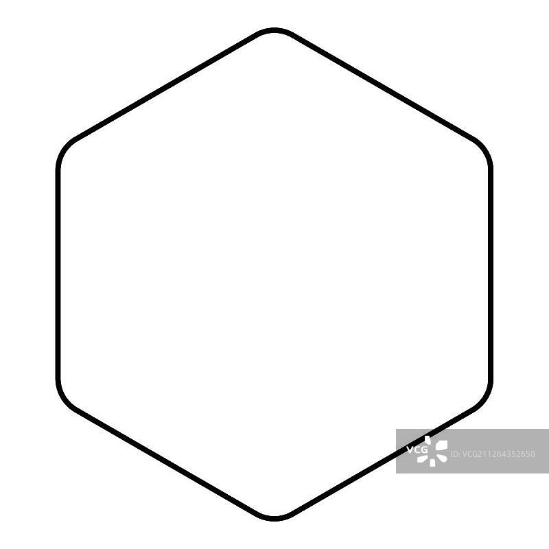 圆角六边形黑色轮廓扁平风格矢量图标图片素材
