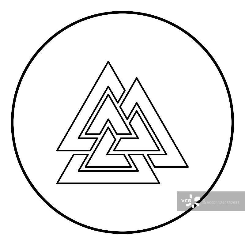 瓦尔克努特标志黑色轮廓矢量图图片素材