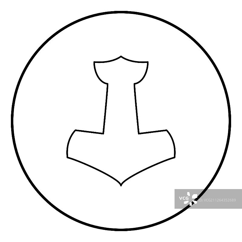 雷神之锤（Mjolnir）图标轮廓黑色矢量图图片素材