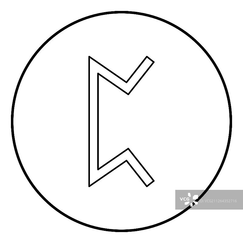 珀斯符文符号：圆形轮廓黑色矢量图图片素材