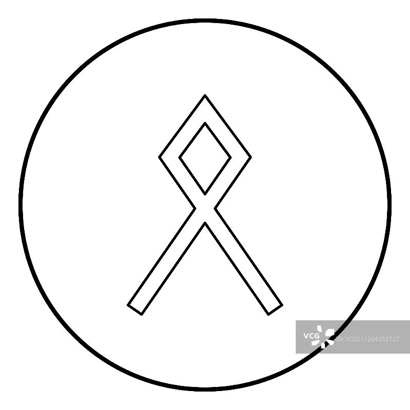 奥达尔·奥蒂尔符文奥萨拉符号遗产标志图标圆形黑色矢量扁平风格简约图图片素材