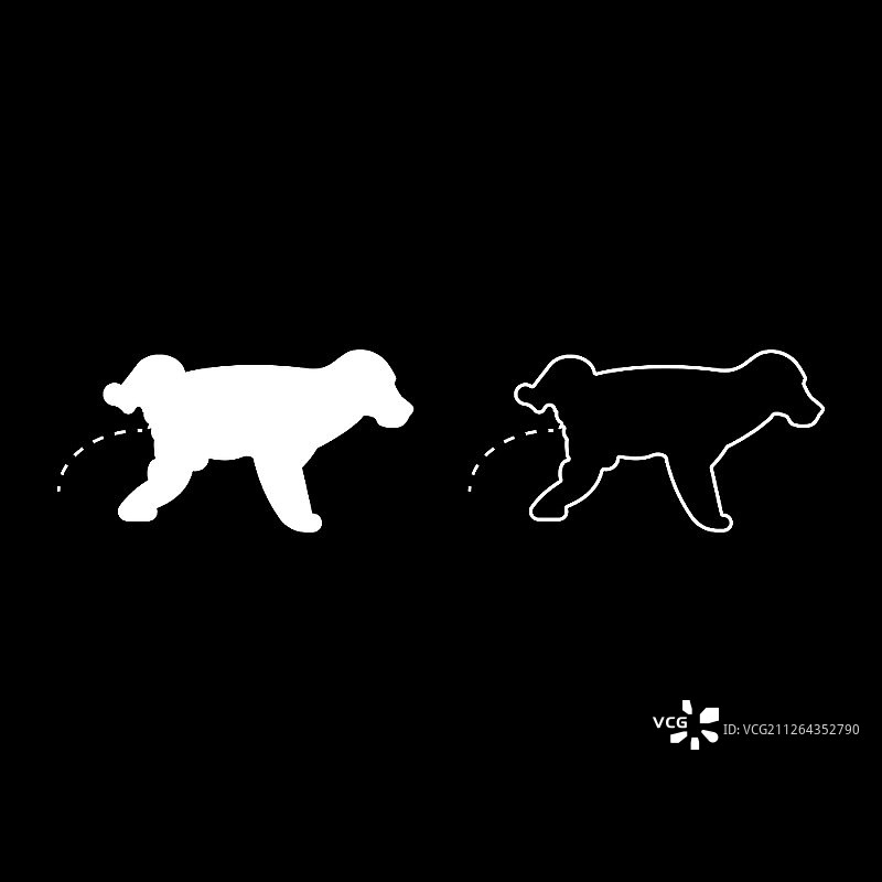 小狗抬腿小便宠物图标白色矢量图图片素材