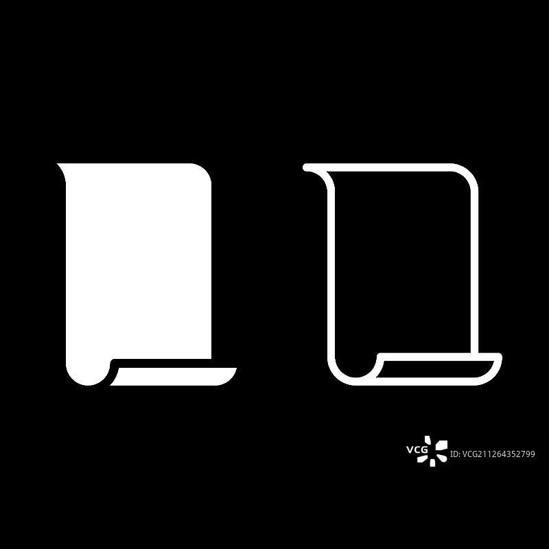 纸莎草纸羊皮纸手稿图标集白色矢量扁平风格简约图图片素材