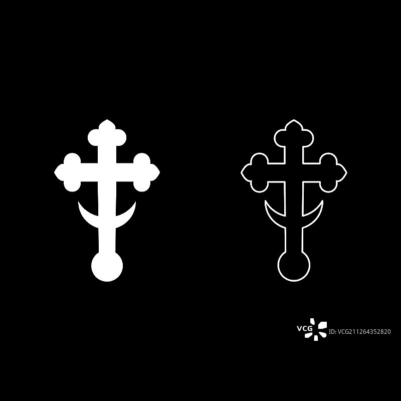 教堂穹顶上的三叶草和半月形十字花饰图片素材