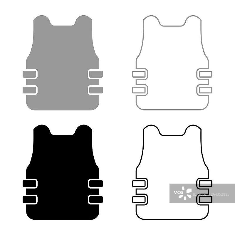 防弹背心图标，黑色灰色矢量扁平风格简约图图片素材