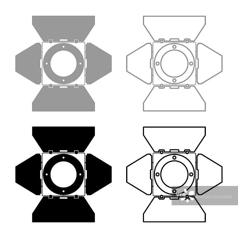 影棚聚光灯、投影仪和电影设备图标图片素材