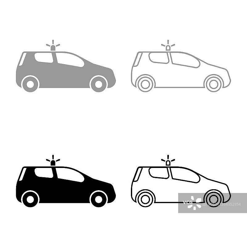 带有警笛图标的警车矢量图图片素材