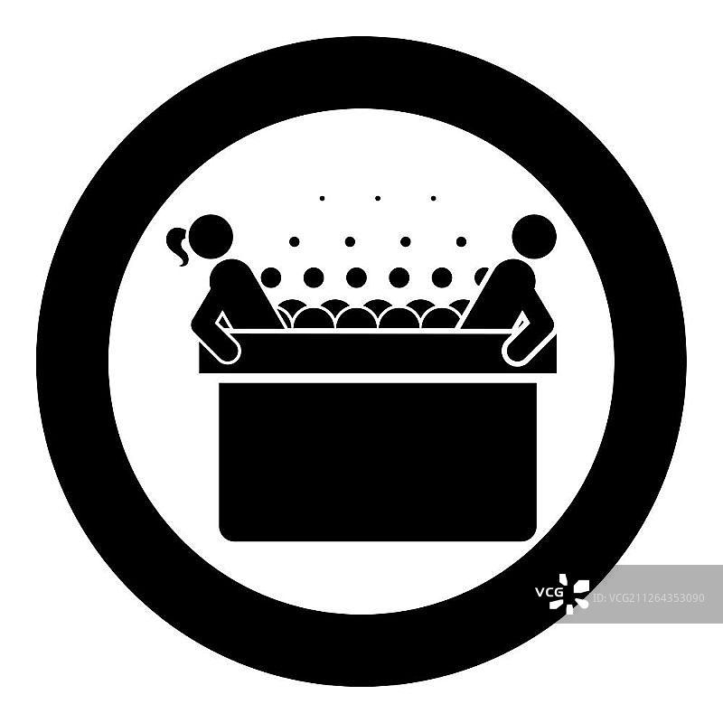 情侣SPA浴缸，泡沫沐浴放松图标图片素材