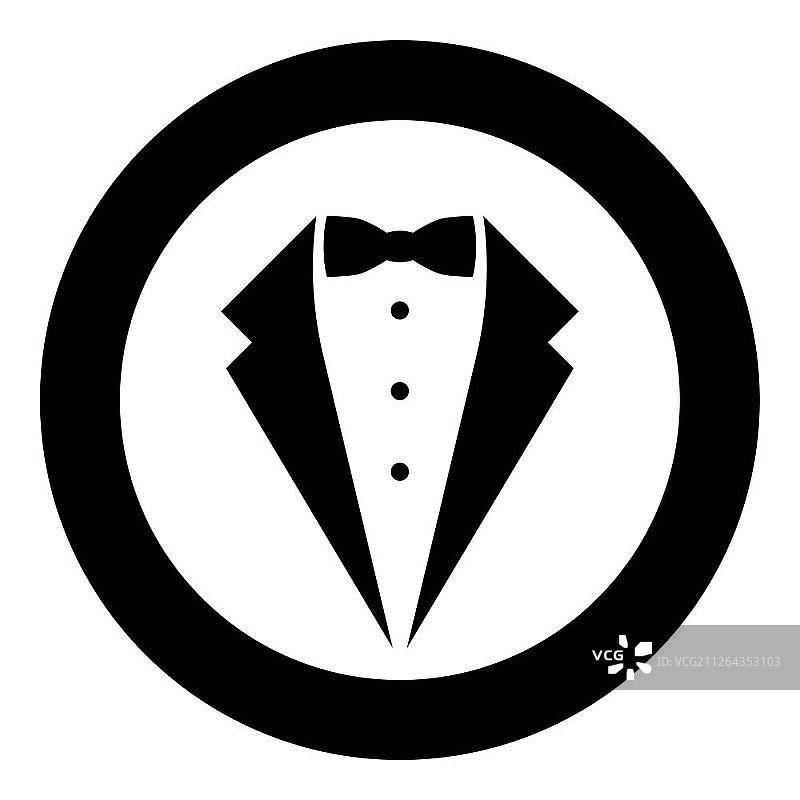 服务生图标：燕尾服、领结，扁平风格矢量图图片素材