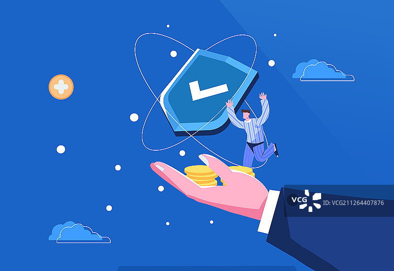 卡通手绘医疗安全保卫盾牌保险插画图片素材