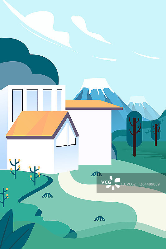 卡通手绘旅行主题酒店民宿住宿广告海报插画图片素材