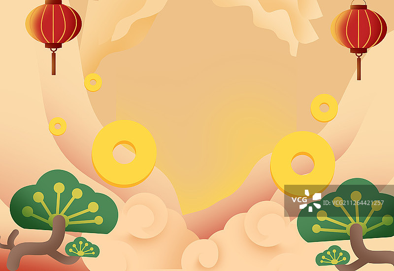 卡通手绘鼠年老鼠财神中国风格闪屏插画图片素材