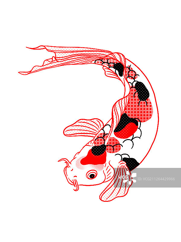 锦鲤插图线条手绘图片素材