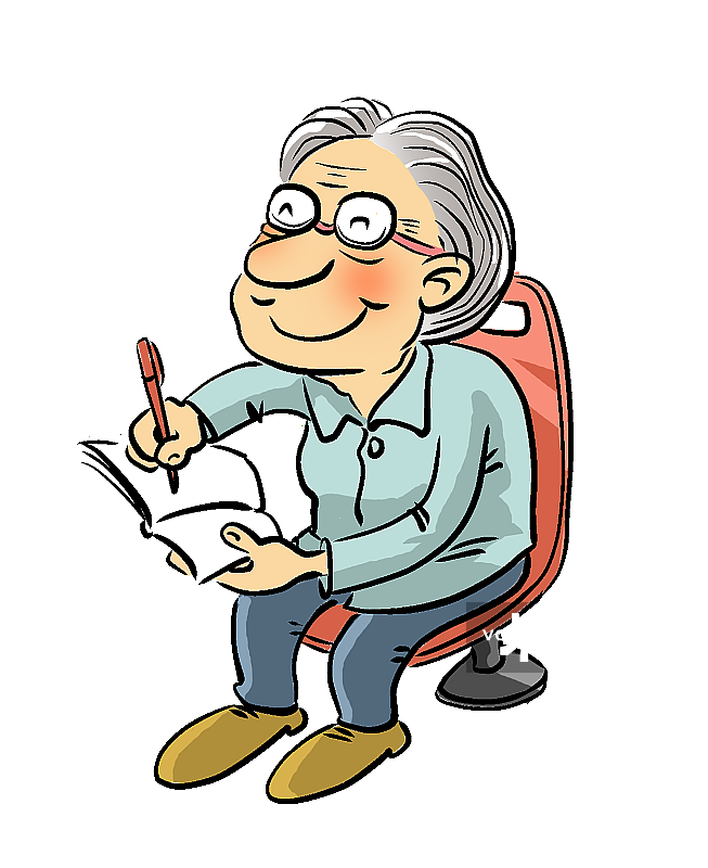 坐在椅子上写字老奶奶图片素材