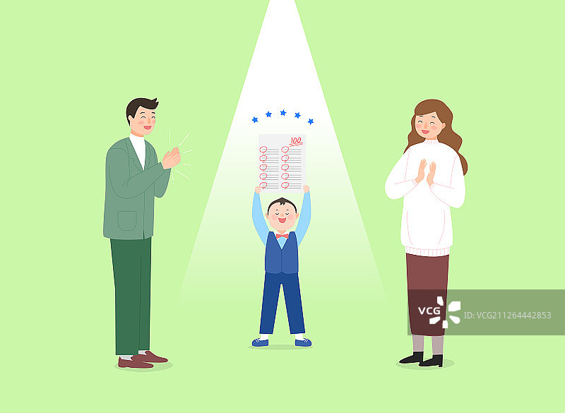 幸福家庭扁平风格插画007图片素材